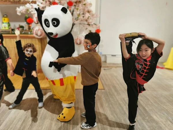 Kung Fu workshop at a birthday party featuring kung fu panda